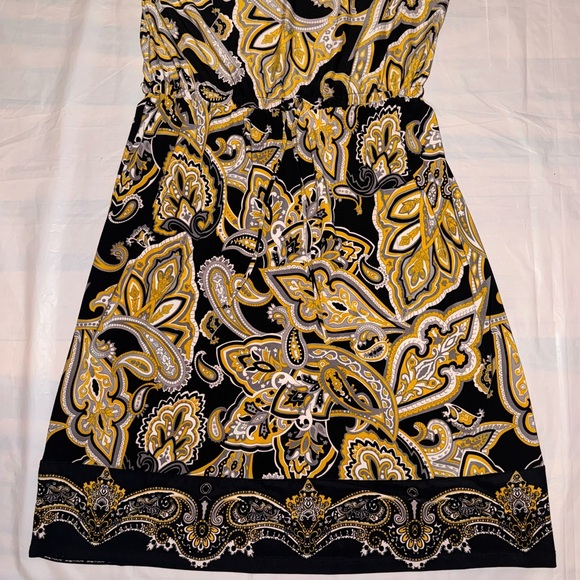 INC International Concepts Black and Gold Paisley Midi Dress - Picture 4 of 9